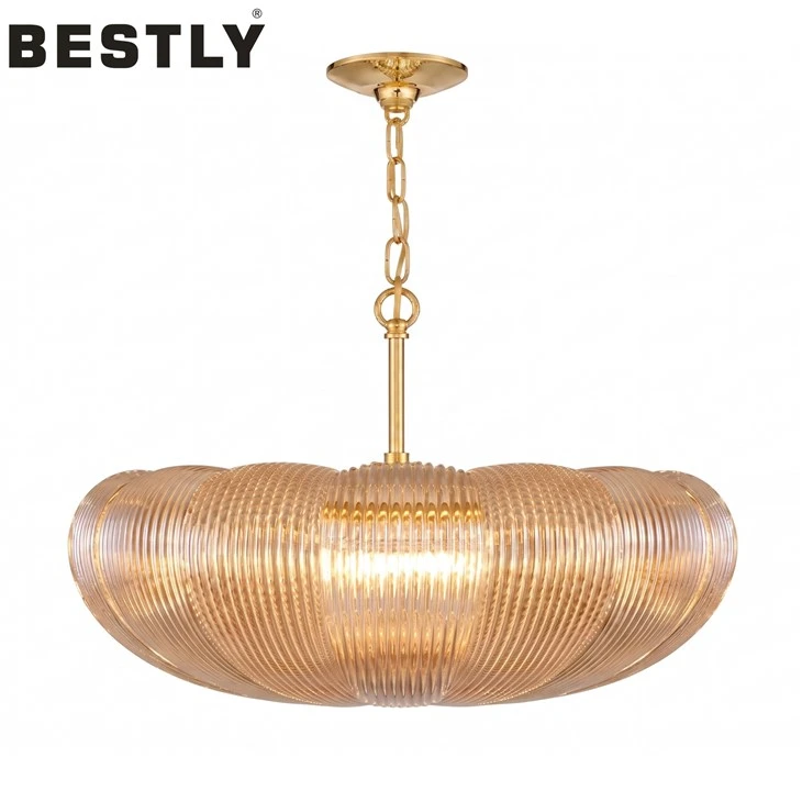 Pumpkin Ribbed Glass Ceiling Light factory