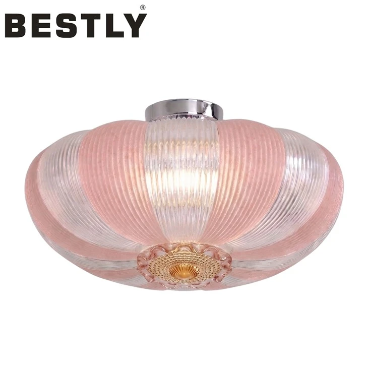 Pumpkin Ribbed Glass Ceiling Light suppliers